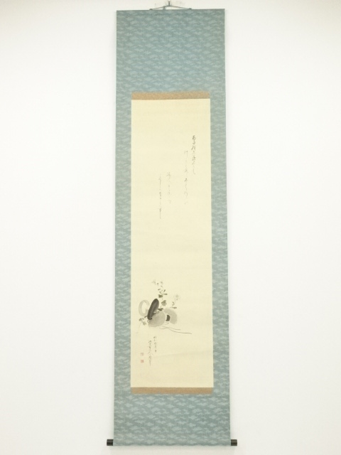 JAPANESE HANGING SCROLL / HAND PAINTED / CHRYSANTHEMUM (1928)